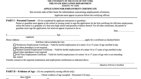 The top of the AT-17 Application for Employment Certificate